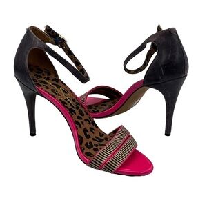 Jessica Simpson Jessies Blue Pink Striped Heeled Sandals Size 10 Women’s